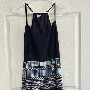 J.Crew Maxi Dress Navy Blue Geometric Print Size 4 Summer Lined